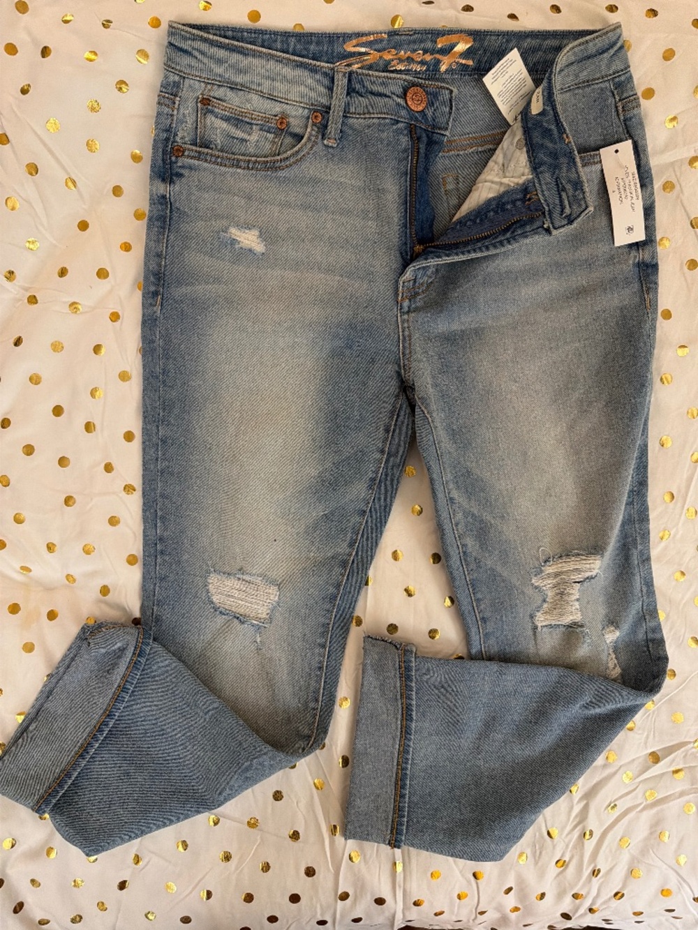 Seven 7 cropped distressed jeans cuffed NWT